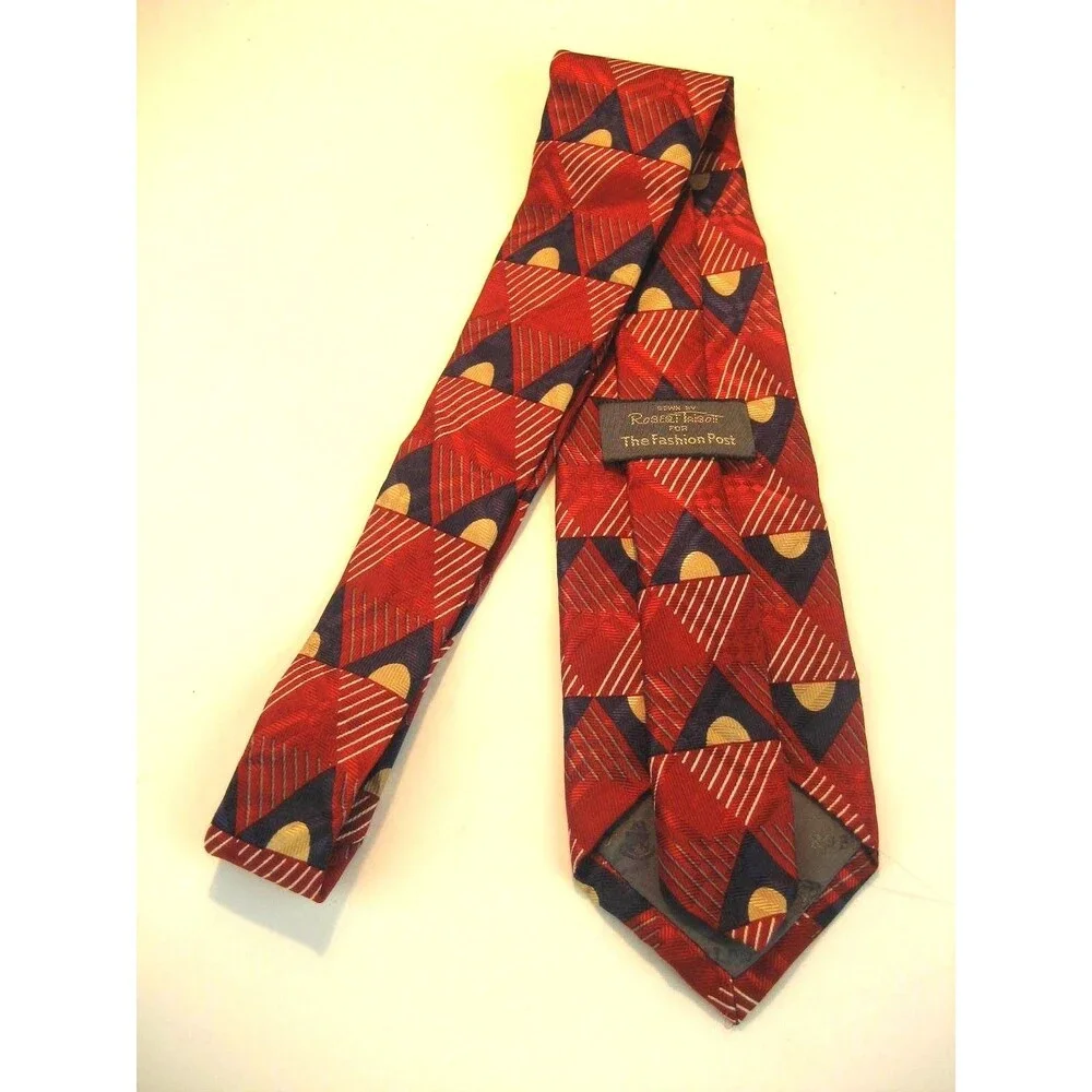 Robert Talbot Red 100% Silk Necktie Geometric Design